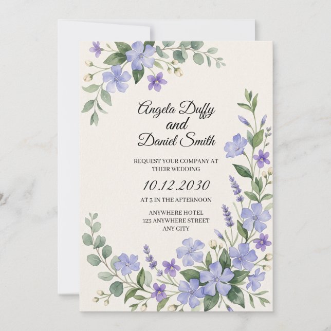 Scottish Bluebell Thistle Wedding Invitation (Front)
