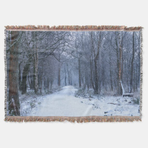 Scottish Bluebell Woods in Winter Throw Blanket