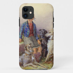 Scottish boy with wolfhounds in a Highland landsca iPhone 11 Case