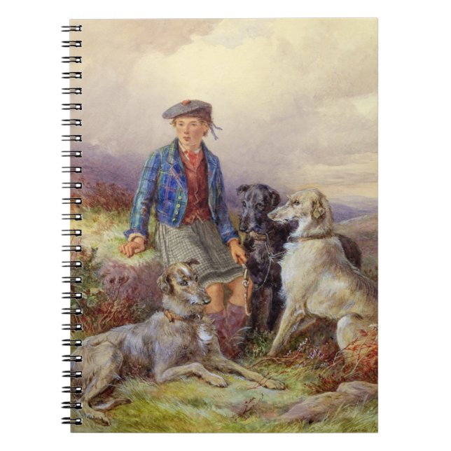 Scottish boy with wolfhounds in a Highland landsca Notebook (Front)