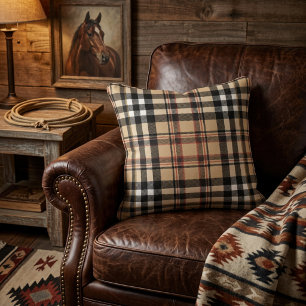 Scottish Brown Plaid Throw Pillow