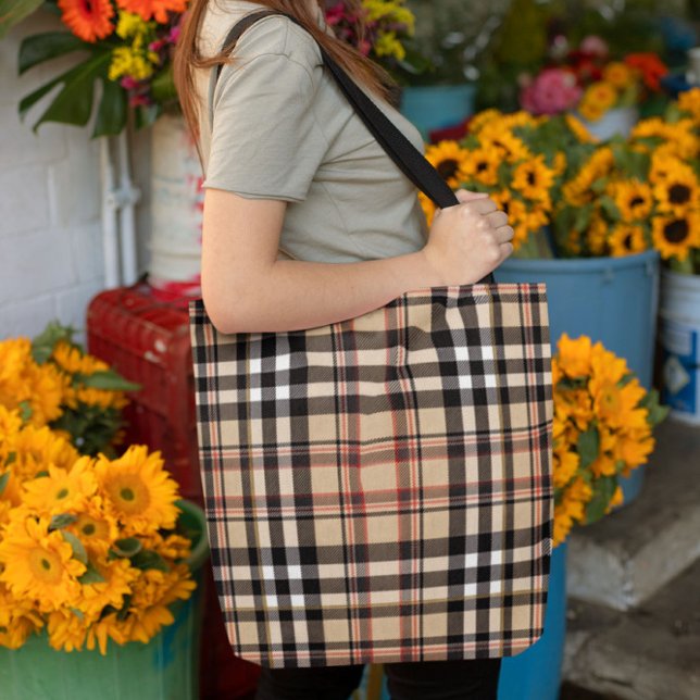 Scottish Brown Plaid Tote Bag (Creator Uploaded)