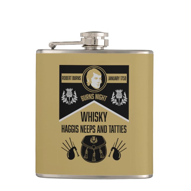 Scottish Burns Night Hip Flask (Front)
