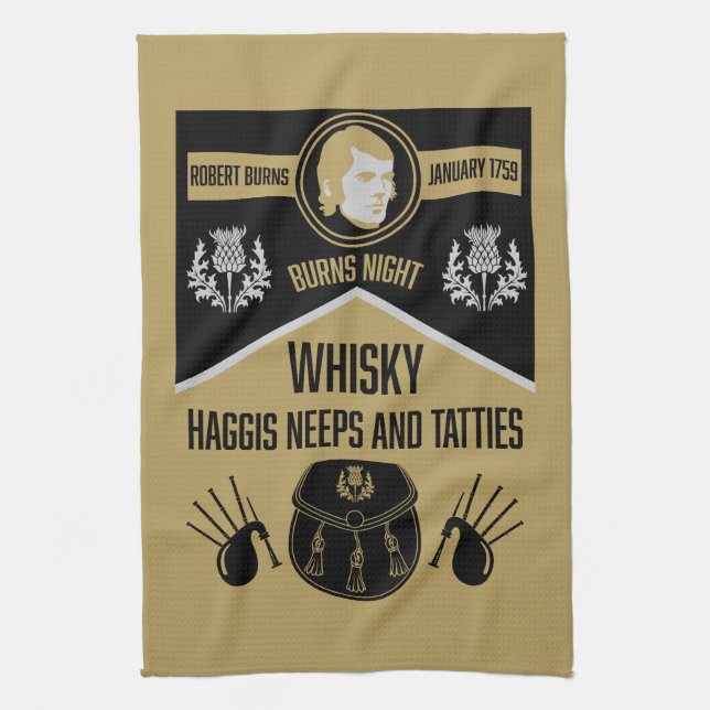 Scottish Burns Night Kitchen Towel (Vertical)