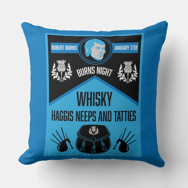 Scottish Burns Night Super Throw Pillow (Front)