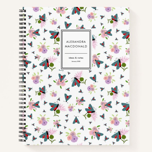 Scottish Butterfly Moth Thistle Flower Name Modern Notebook (Front)
