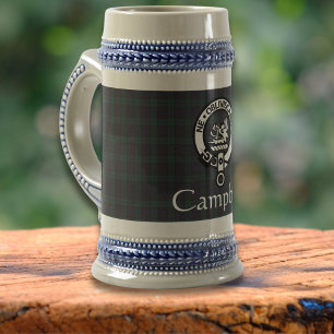 Scottish Campbell Crest Badge & Tartan  Beer Stein