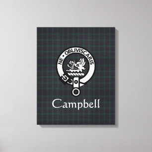 Scottish Campbell Crest Badge & Tartan Canvas Print