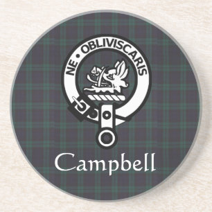 Scottish Campbell Crest Badge & Tartan   Coaster