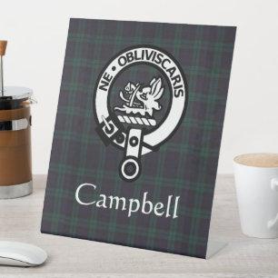Scottish Campbell Crest Badge & Tartan  Pedestal Sign
