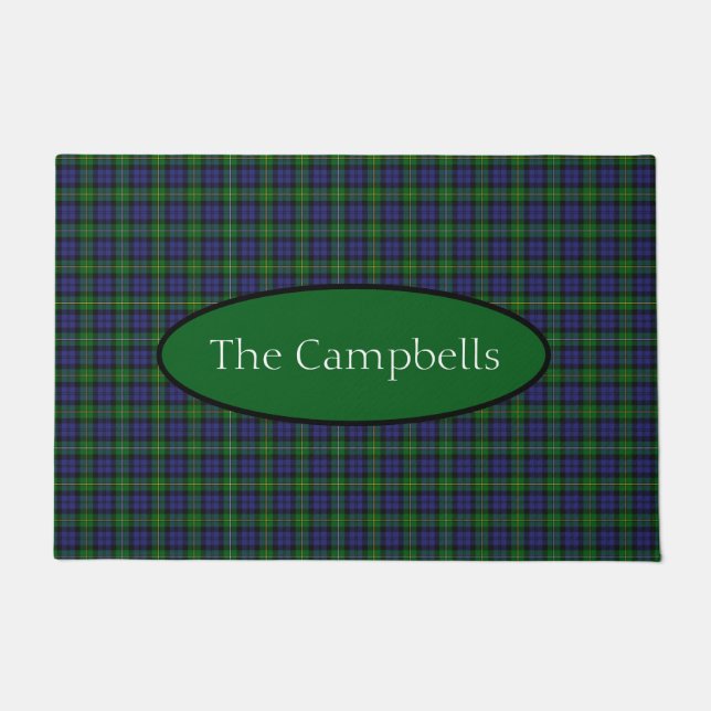 Scottish Campbell Family Tartan Personalized  Doormat (Front)