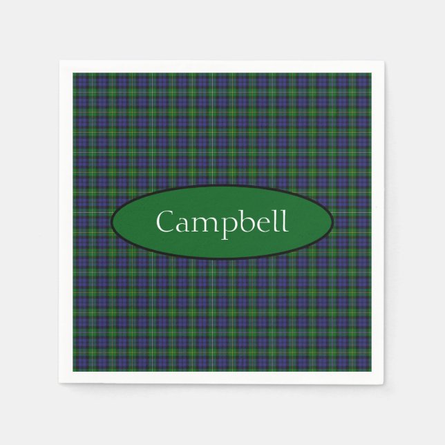Scottish Campbell Family Tartan Personalized  Napkin (Front)