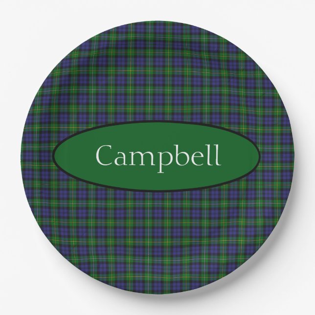 Scottish Campbell Family Tartan Personalized  Paper Plate (Front)