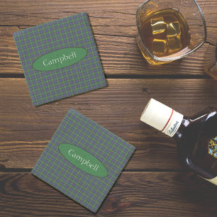 Scottish Campbell Family Tartan Personalized Stone Coaster