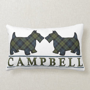 Scottish Campbell Tartan Scottie Dogs Lumbar Pillow