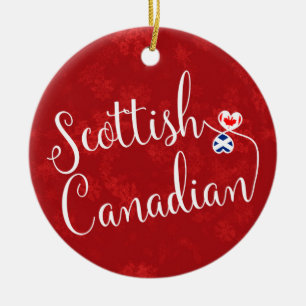 Scottish Canadian Hearts Flags Holiday Decoration