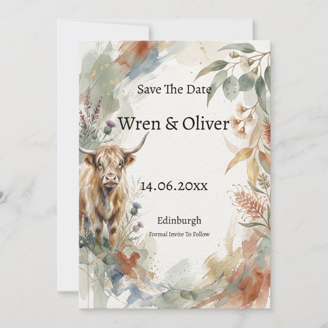 Scottish Canadian Heritage Save the Date Card (Front)