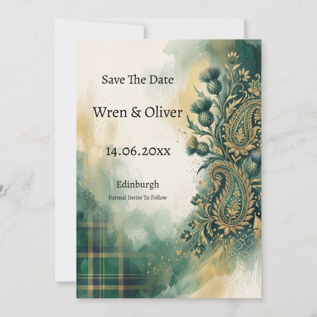 Scottish Canadian Heritage Save the Date Card (Front)