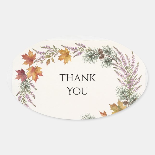 Scottish Canadian Maple Thistle Thank You Sticker (Front)
