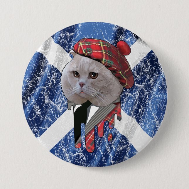 Scottish cat 3 inch round button (Front)
