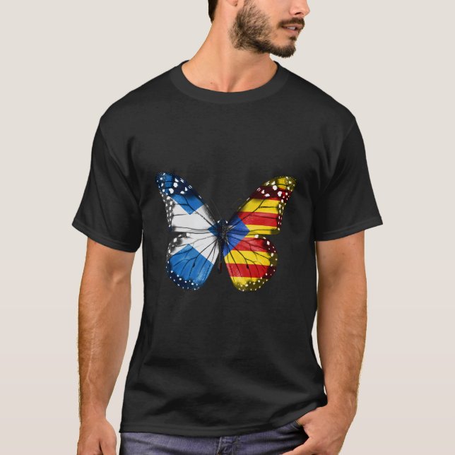 Scottish Catalan Flag Butterfly T-Shirt (Front)