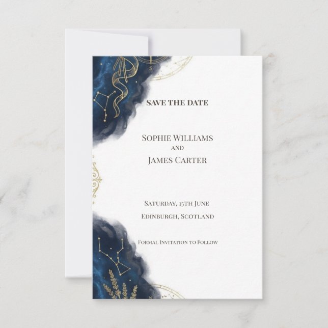 Scottish Celestial Save the Date Card (Front)