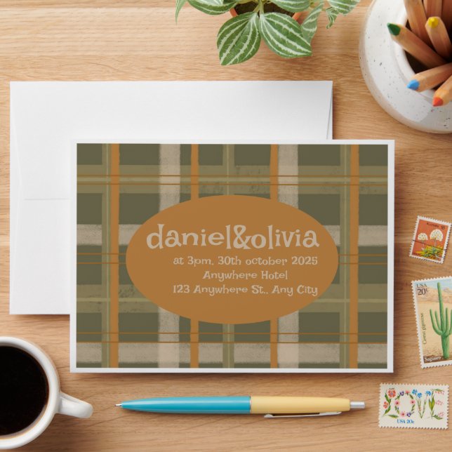 Scottish Celtic Tartan Pattern Wedding Envelope (Desk)