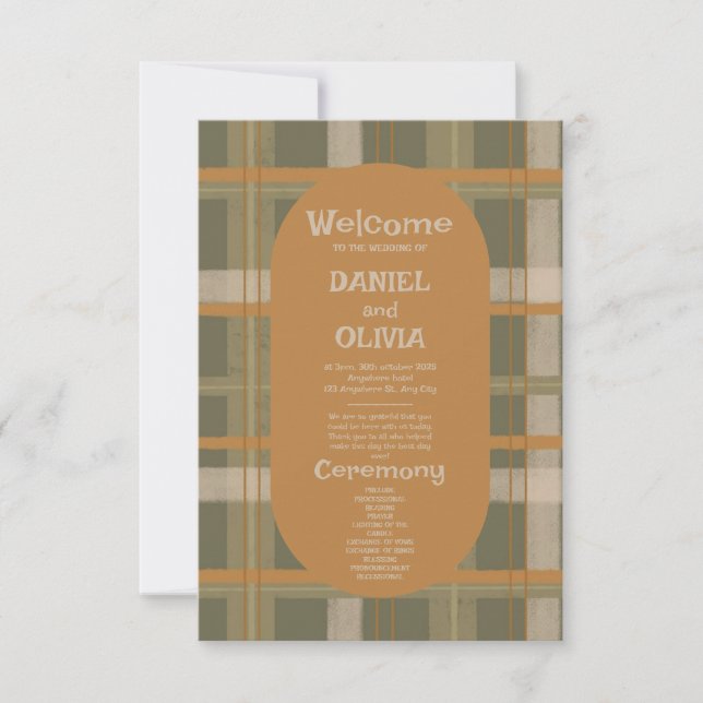 Scottish Celtic Tartan Pattern Wedding Programs (Front)