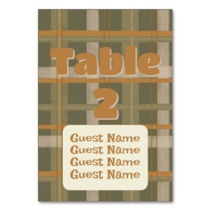 Scottish Celtic Tartan Pattern Wedding Table Number