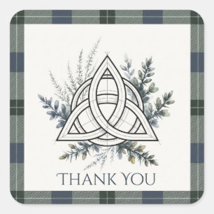 Scottish Celtic Tartan Thank You Square Sticker
