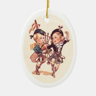 Scottish Children Dancing Ceramic Ornament