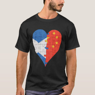 Scottish Chinese Flag Heart T-Shirt