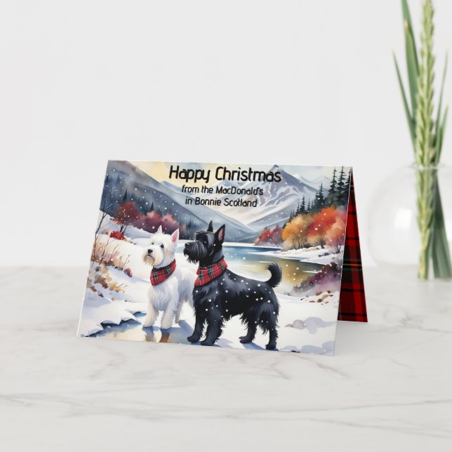 Scottish Christmas Card, Westie, Scottie Card (Front)