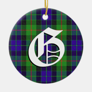 Scottish Christmas Clan Gunn Tartan Plaid Ceramic Ornament