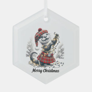 Scottish Christmas Otter Christmas Glass Ornament