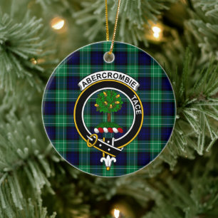 Scottish Clan Abercrombie Hunting Tartan and Crest Ceramic Ornament