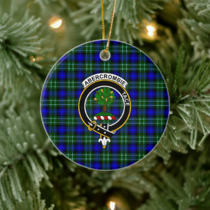 Scottish Clan Abercrombie Tartan and Crest Ceramic Ornament