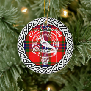 Scottish Clan Abernethy Tartan and Crest Ceramic Ornament
