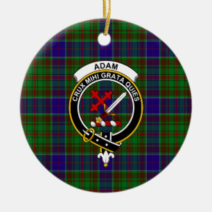 Scottish Clan Adam Hunting Tartan and Crest Ceramic Ornament