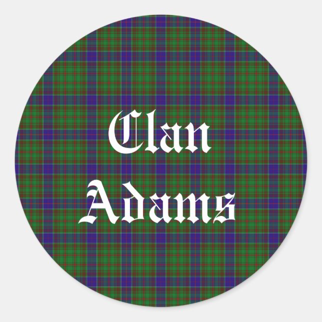 Scottish Clan Adams Tartan Classic Round Sticker (Front)