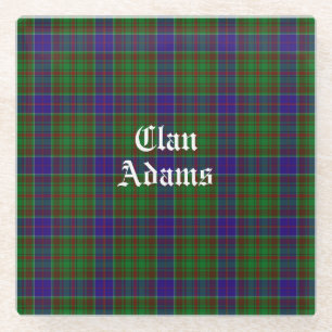 Scottish Clan Adams Tartan Glass Coaster
