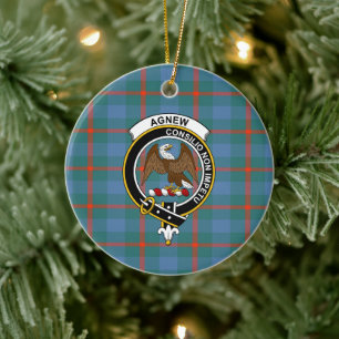Scottish Clan Agnew Ancient Tartan and Crest Ceramic Ornament