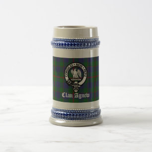 Scottish Clan Agnew Crest & Tartan Custom Beer Stein