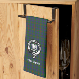 Scottish Clan Agnew Tartan Crest Kitchen Towel