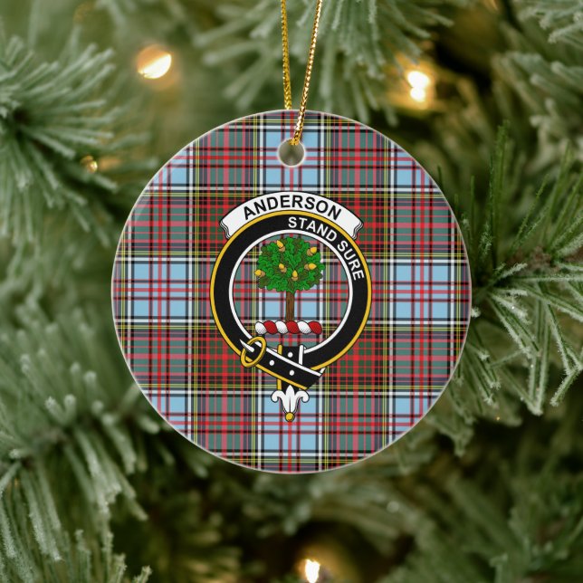 Scottish Clan Anderson Ancient Tartan and Crest Ceramic Ornament (Tree)