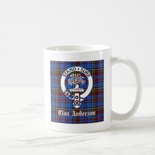 Scottish Clan Anderson Crest & Tartan Coffee Mug (Right)