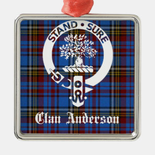 Scottish Clan Anderson Crest & Tartan Metal Ornament