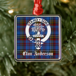 Scottish Clan Anderson Crest & Tartan Metal Ornament