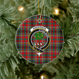 Scottish Clan Anderson Of Arbrake Tartan and Crest Ceramic Ornament