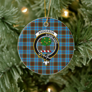 Scottish Clan Anderson Tartan and Crest Ceramic Ornament